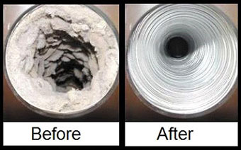 Before and After Dryer Duct cleaning